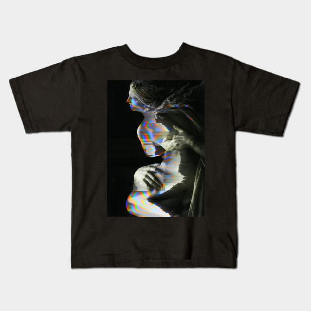 Vaporwave greek glitch statue Kids T-Shirt by isarol